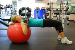 Ball Dumbbell Chest Press Start